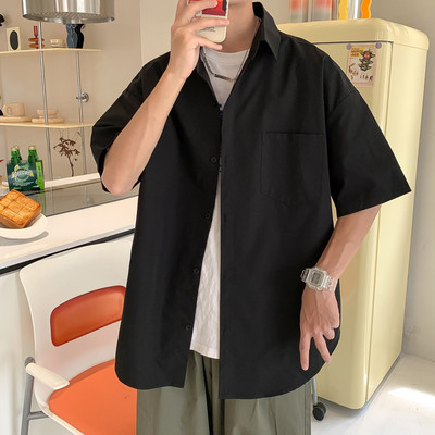 Ежедневна риза с 3/4 ръкав и копчета за мъже 