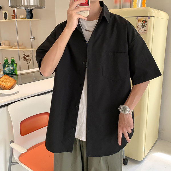 Ежедневна риза с 3/4 ръкав и копчета за мъже 