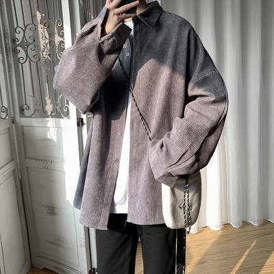 Свободен модел мъжка риза от рипсено кадифе