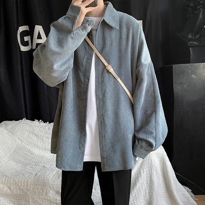 Свободен модел мъжка риза от рипсено кадифе