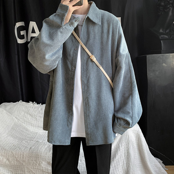 Свободен модел мъжка риза от рипсено кадифе