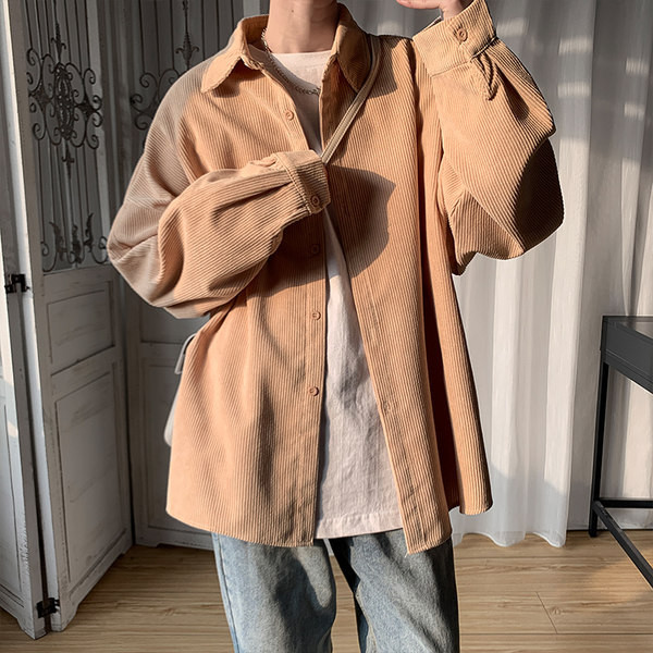 Свободен модел мъжка риза от рипсено кадифе