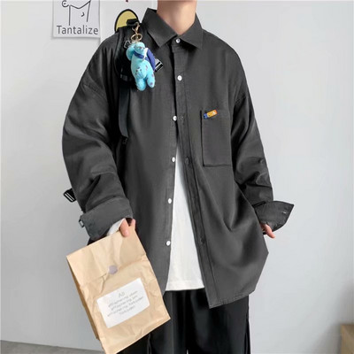 Свободен модел мъжка риза с джоб и копчета