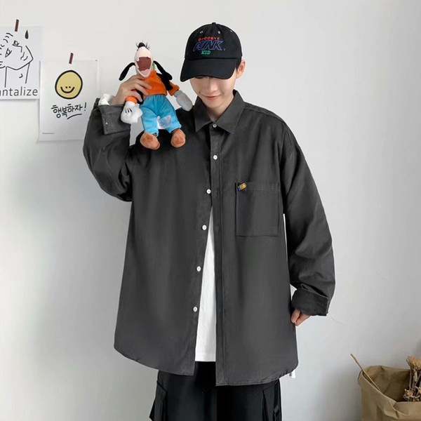 Свободен модел мъжка риза с джоб и копчета