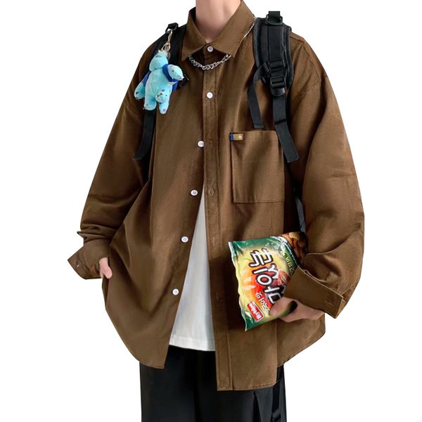 Свободен модел мъжка риза с джоб и копчета