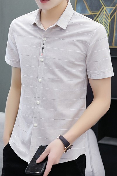 Мъжка модерна риза с къси ръкави и класическа яка