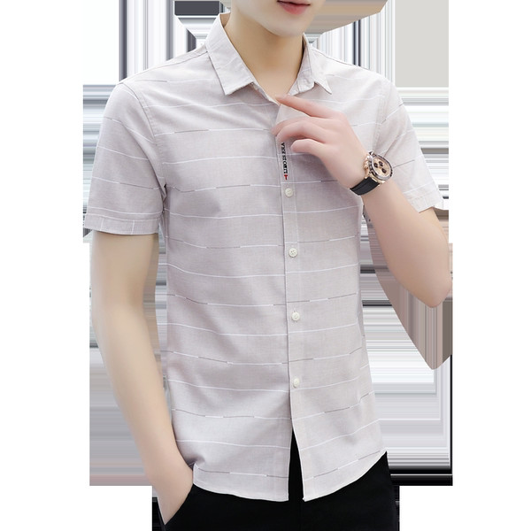 Мъжка модерна риза с къси ръкави и класическа яка