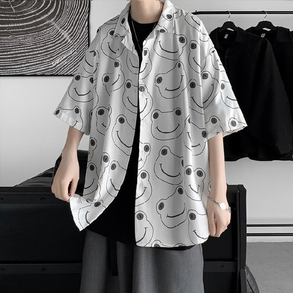 Ежедневна мъжка риза с 3/4 ръкав и апликация жаба 