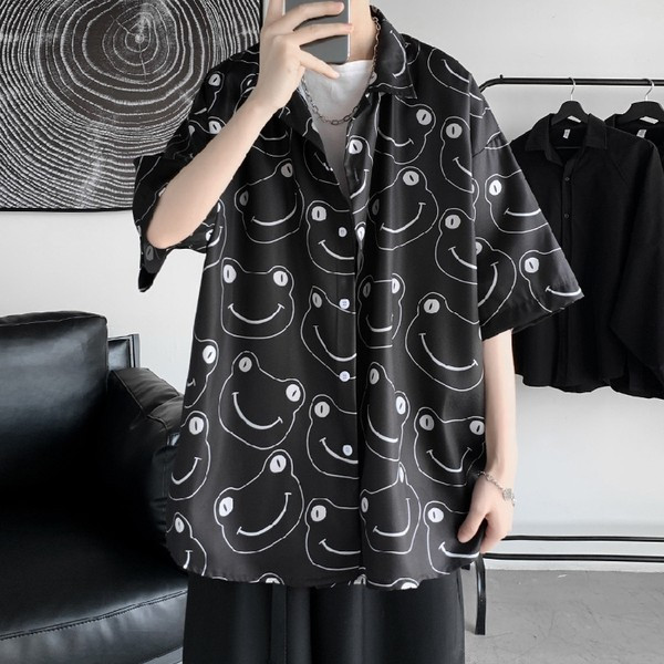 Ежедневна мъжка риза с 3/4 ръкав и апликация жаба 