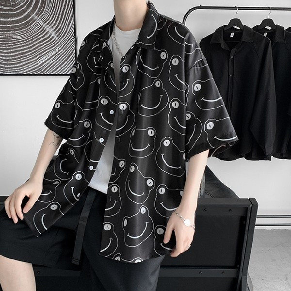 Ежедневна мъжка риза с 3/4 ръкав и апликация жаба 