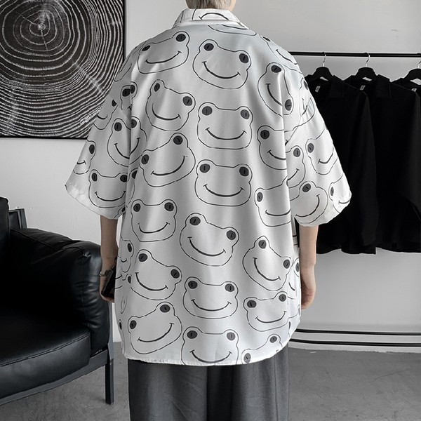 Ежедневна мъжка риза с 3/4 ръкав и апликация жаба 