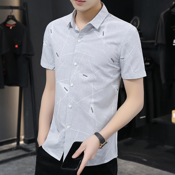 Стилна мъжка риза с копчета и къс ръкав