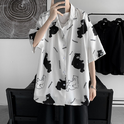 Мъжка риза с 3/4 ръкав с надпис и апликация мече