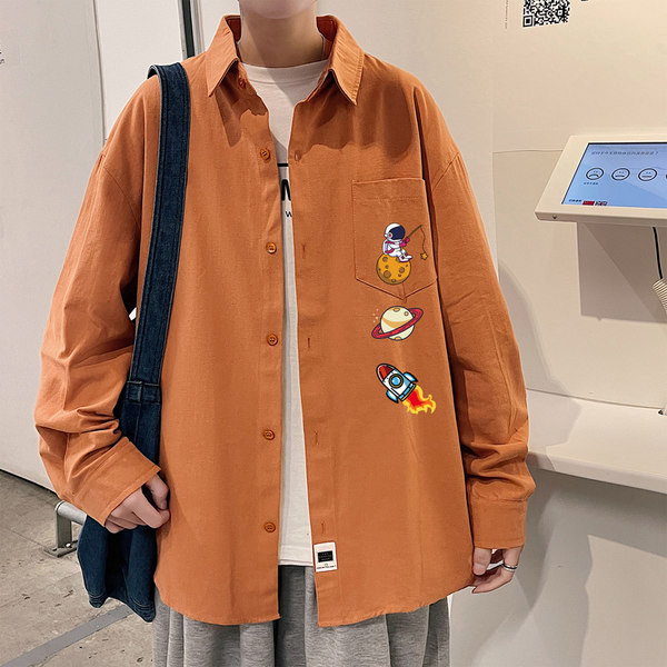 Пролетно-есенна риза с цветни апликации - големи размери