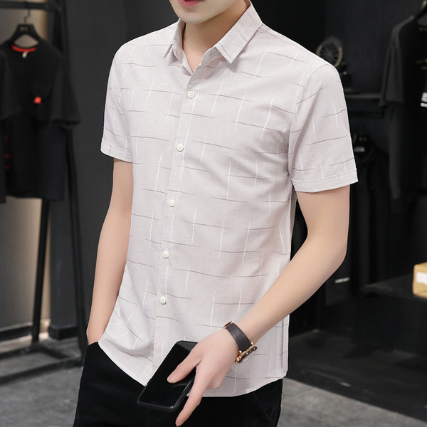 Стилна мъжка риза с класическа яка и къс ръкав