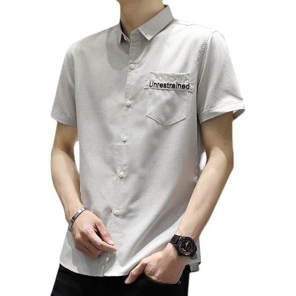 Модерна мъжка риза с джоб и копчета