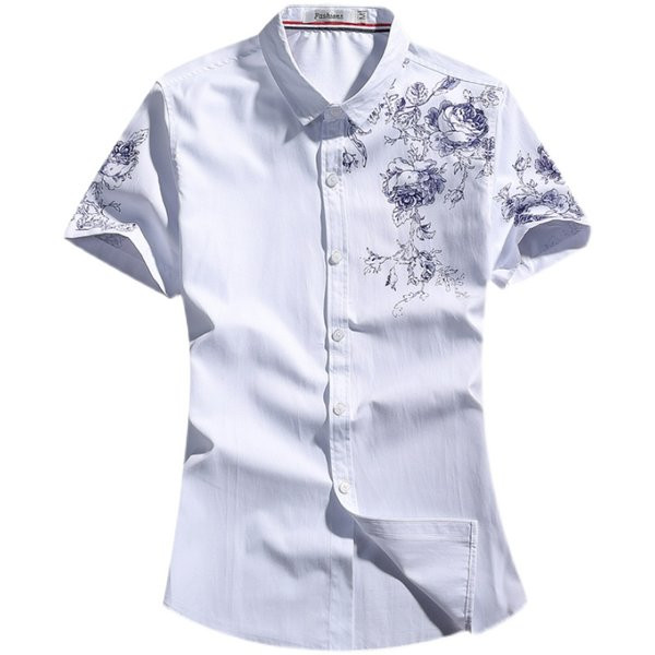 Šiuolaikiški vyriški marškiniai su gėlių motyvais ir sagomis