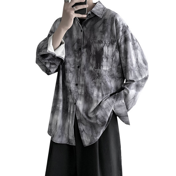 Широк модел мъжка риза в преливащи се цветове с джоб 