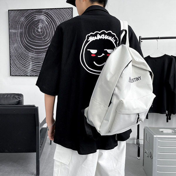 Мъжка лятна риза широк модел с бродиран надпис и апликация 