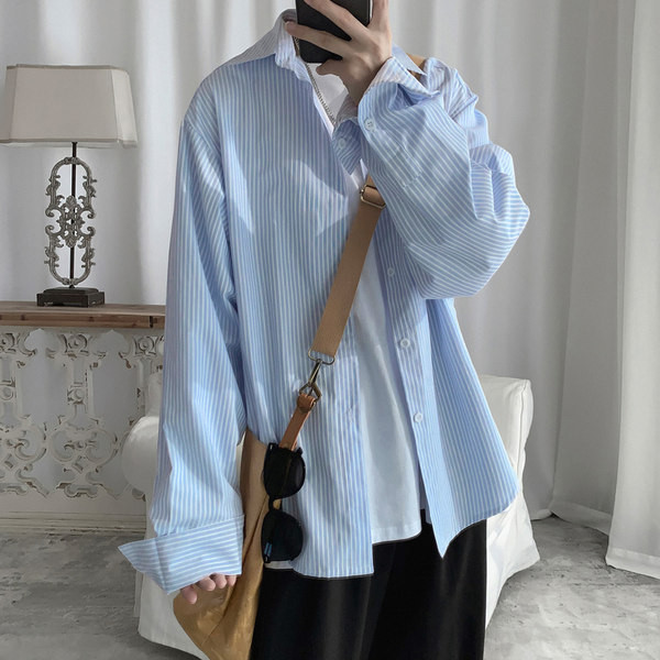 Пролетно-есенна раирана риза за мъже