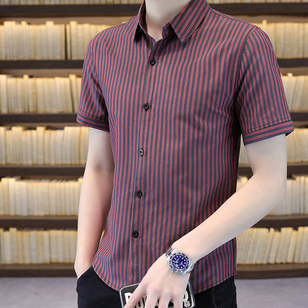 Стилна мъжка раирана риза с класическа яка 