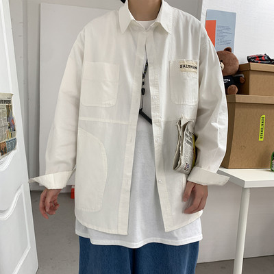 Широка мъжка риза с джоб и емблема