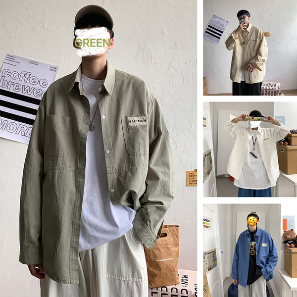 Широка мъжка риза с джоб и емблема