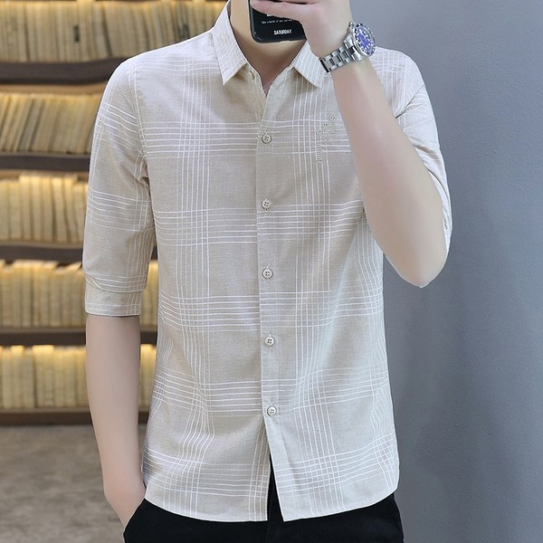 Актуална мъжка риза с класическа яка и 3/4 ръкав