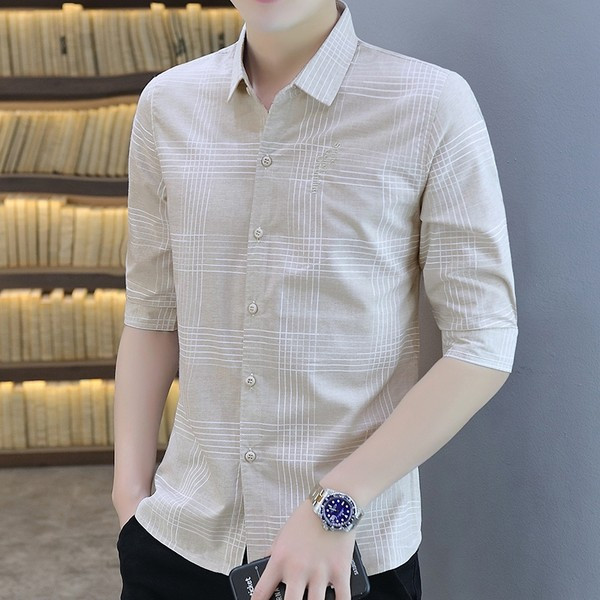 Актуална мъжка риза с класическа яка и 3/4 ръкав