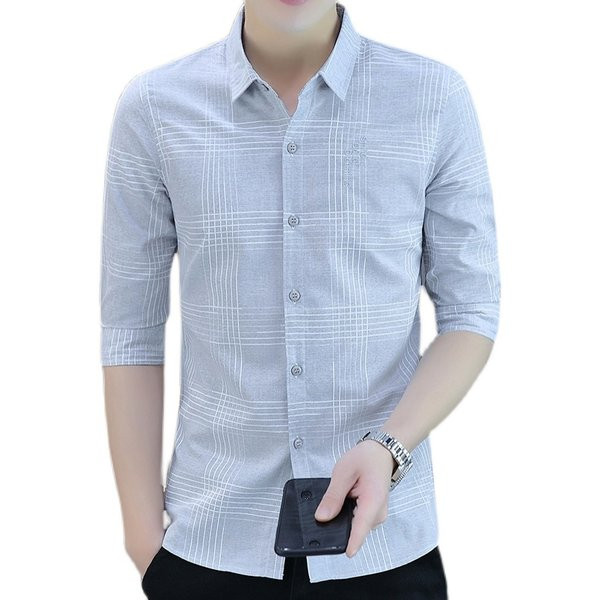 Актуална мъжка риза с класическа яка и 3/4 ръкав