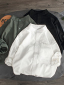 Мъжка лятна риза с копчета и джоб широк модел