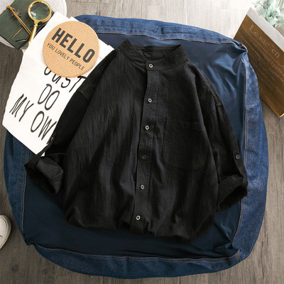 Мъжка лятна риза с копчета и джоб широк модел