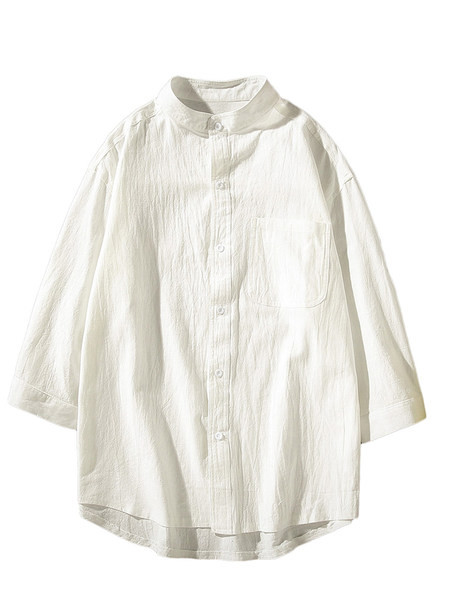 Мъжка лятна риза с копчета и джоб широк модел 