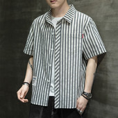 Мъжка раирана риза с копчета и емблема