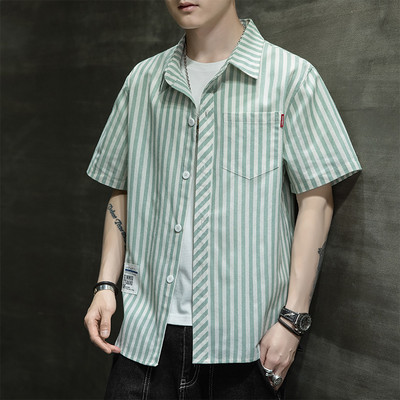 Мъжка раирана риза с копчета и емблема