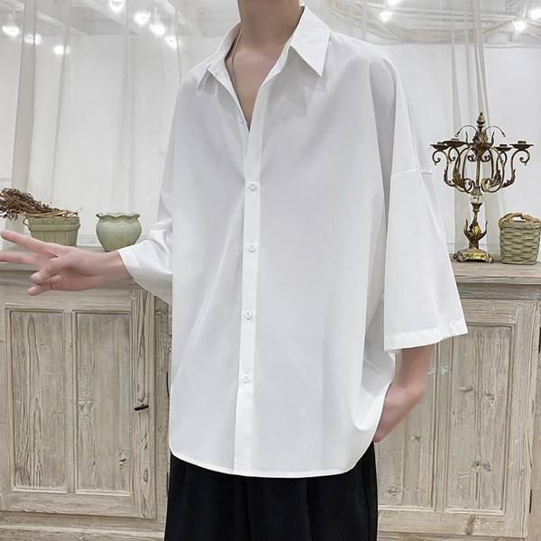 Мъжка риза изчистен модел с 3/4 ръкав 