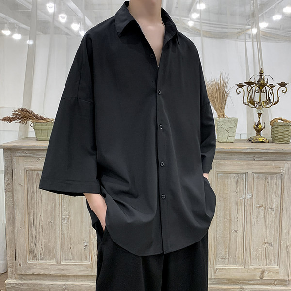 Мъжка риза изчистен модел с 3/4 ръкав 