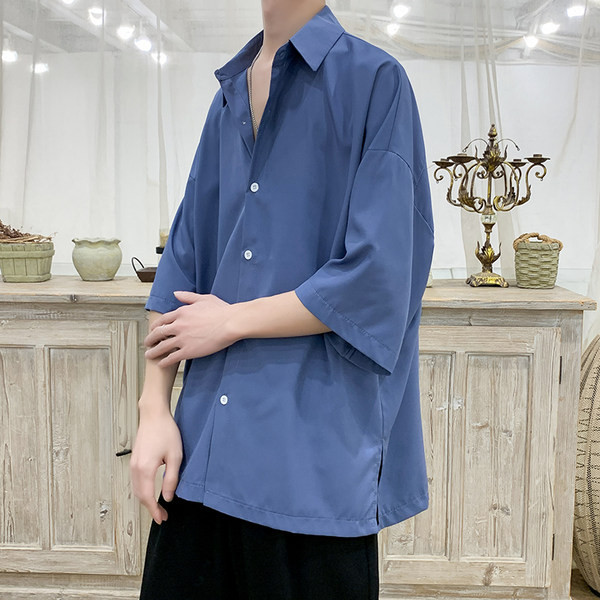 Мъжка риза изчистен модел с 3/4 ръкав 