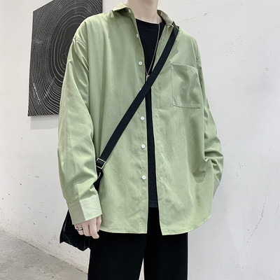 Мъжка пролетна риза с дълъг ръкав и класическа яка