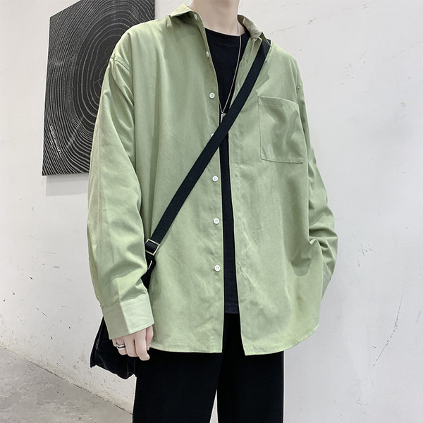 Мъжка пролетна риза с дълъг ръкав и класическа яка 