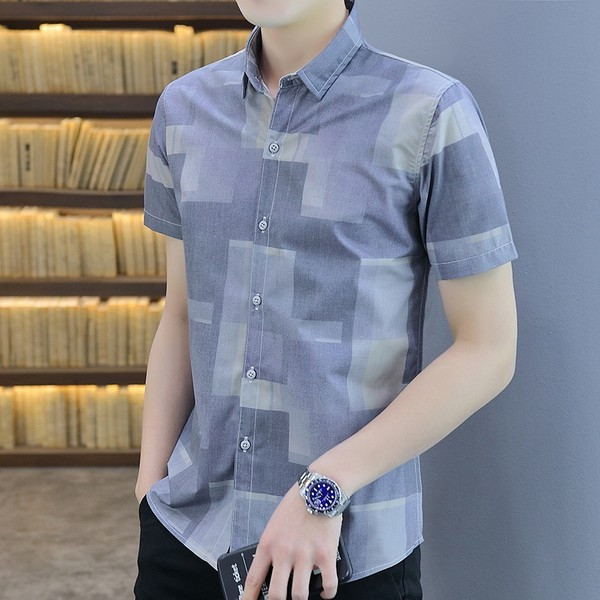 Актуална мъжка риза с копчета и къс ръкав