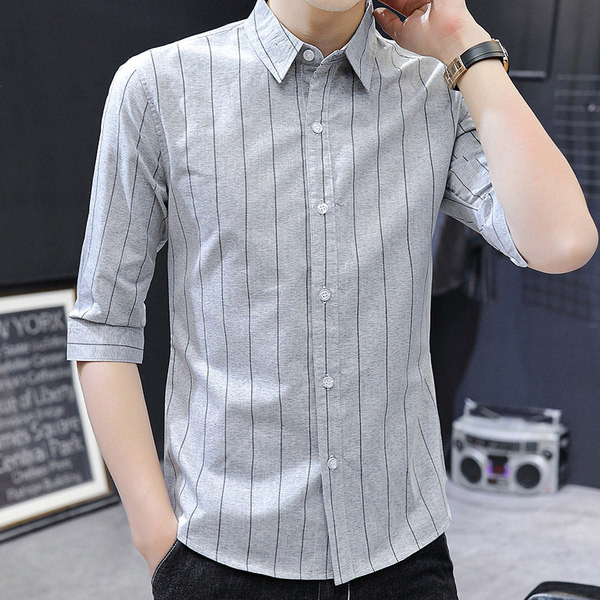 Модерна раирана риза с 3/4 ръкав и копчета