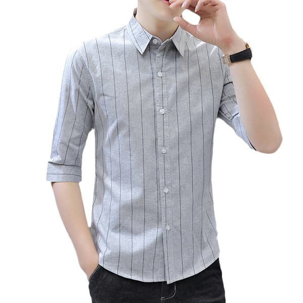 Модерна раирана риза с 3/4 ръкав и копчета