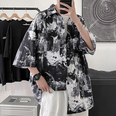 Ежедневна мъжка риза с 3/4 ръкав широк модел