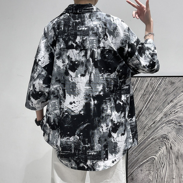 Ежедневна мъжка риза с 3/4 ръкав широк модел 