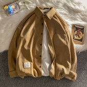 Пролетно-есенна риза от рипсено кадифе с копчета и джоб