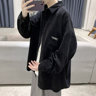 Широк модел риза за мъже от рипсено кадифе