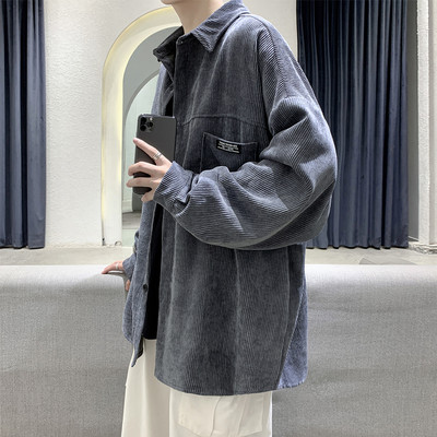 Широк модел риза за мъже от рипсено кадифе