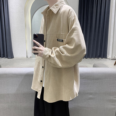 Широк модел риза за мъже от рипсено кадифе