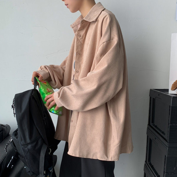 Широк модел риза за мъже от рипсено кадифе 